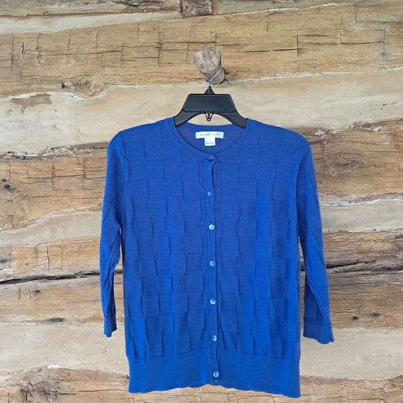 august silk Sweaters - August Silk Violet Basket Weave 3/4 Sleeve  Crew Neck Cardigan Size Large